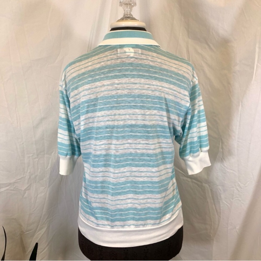 Vintage 1980s The Season Ticket Short Sleeve Striped Pullover Polo Shirt - Picture 7 of 12